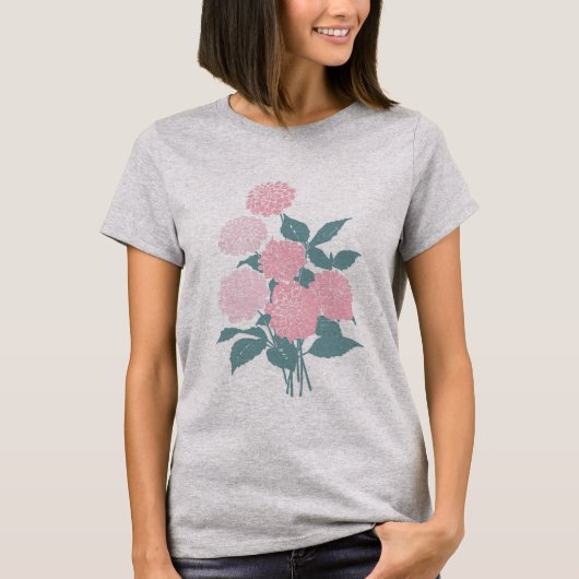Afdrukontwerp roze aanjager Bouquet Block T-shirt (Voorkant)