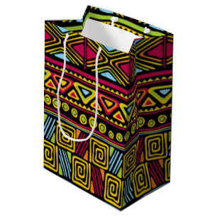Afdrukontwerp voor Afrikaans kleurenpatroon Medium Cadeauzakje