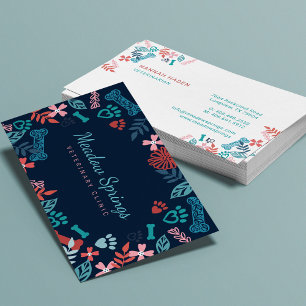 Afdrukpatroon Floral & Foliage Pet Paw Visitekaartje