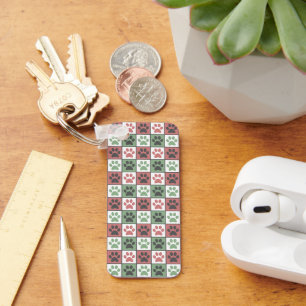 Afdrukpatroon rode en groene gecheckte dog sleutelhanger