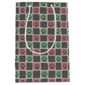 Afdrukpatroon rode en groene kerstcadeautjes medium cadeauzakje (Voorkant)