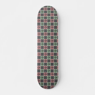 Afdrukpatroon rode en groene kerstcadeautjes skateboard
