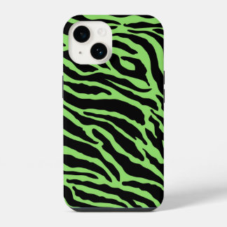 Afdrukstrips voor groene en zwarte dieren iPhone 14 hoesje
