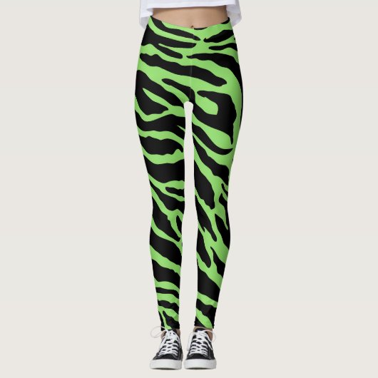 Afdrukstrips voor groene en zwarte dieren leggings (Voorkant)