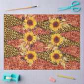 AFDRUKTE GIRAFFE, LEOPARD FUR RIBBON EN SUFLOWERS TISSUEPAPIER (Craft)