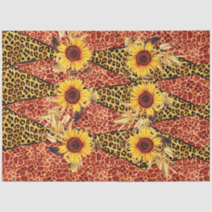 AFDRUKTE GIRAFFE, LEOPARD FUR RIBBON EN SUFLOWERS TISSUEPAPIER