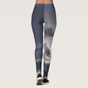 AFDRUKTE LEGGINGS DARK CLOUDS BIJ SUNSET GRAY
