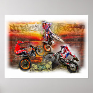 Afdruktrio van proeffietsen poster