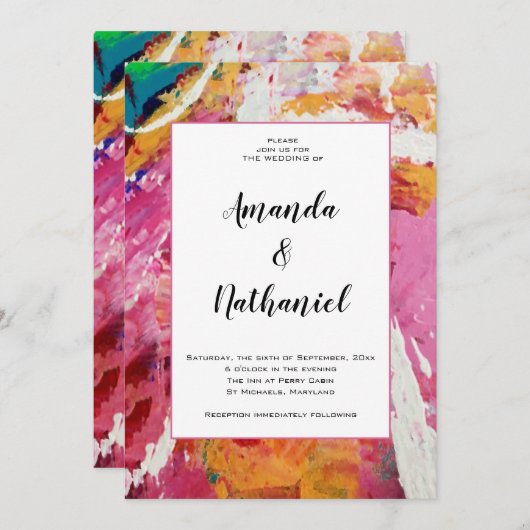 Affaire van het hart bruiloft uitnodiging (Voorkant / Achterkant)