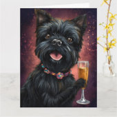 Affenpincher Nieuwjaar Kaart (Gele Bloem)