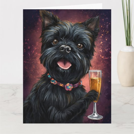 Affenpincher Nieuwjaar Kaart (Voorkant)