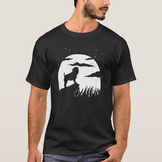 Affenpinscher And Moon Halloween T-shirt (Voorkant)