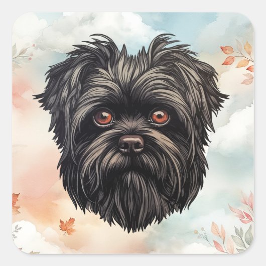 Affenpinscher Apenhond Affens Terrier Vierkante Sticker (Voorkant)