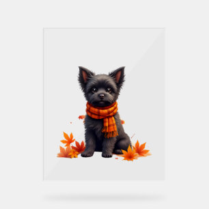 Affenpinscher Au Coeur Fait De Feuilles D'Automne