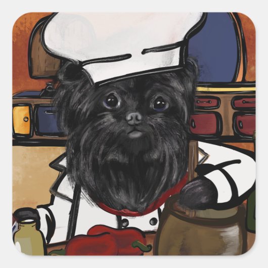 Affenpinscher Chef Vierkante Sticker (Voorkant)