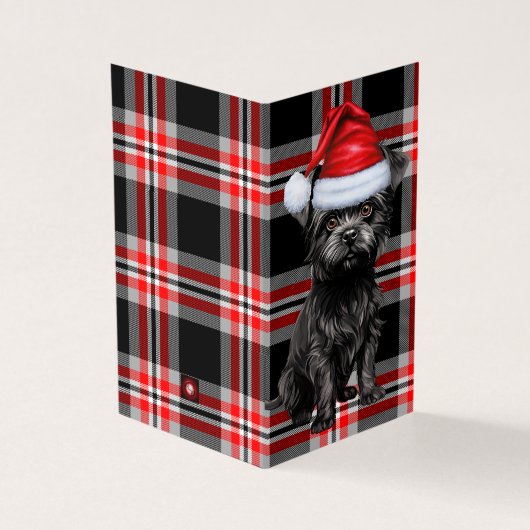 Affenpinscher Christmas Dog avec Holiday Plaid (Outside)