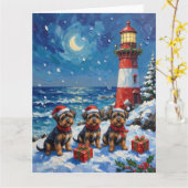 Affenpinscher Christmas Lighthouse Holiday Kaart (Gele Bloem)