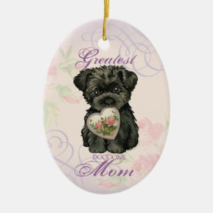 Affenpinscher Coeur maman ornement céramique