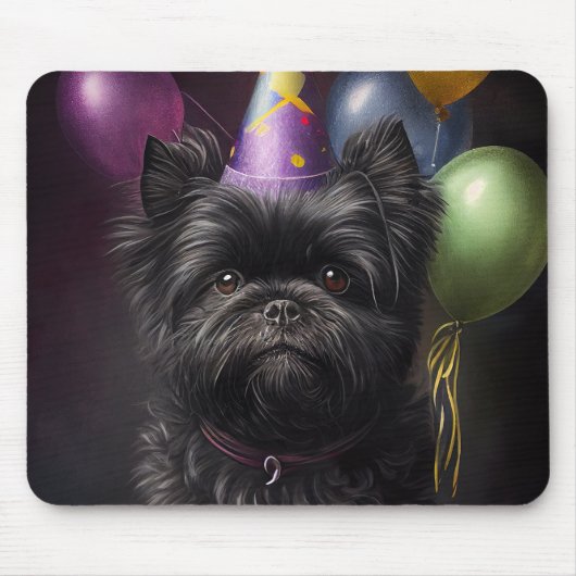 Affenpinscher Dog Birthday-ballonnen Muismat (Voorkant)