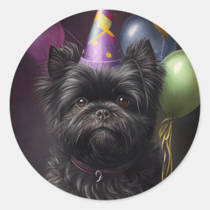 Affenpinscher Dog Birthday-ballonnen Ronde Sticker
