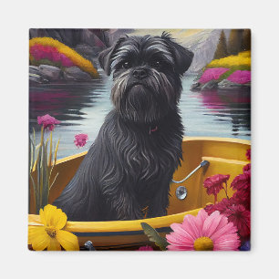 Affenpinscher Dog op een peddel: een Schilderachti Magneet