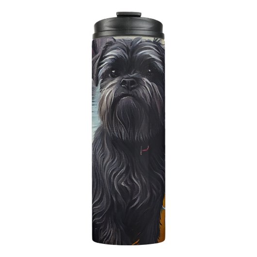 Affenpinscher Dog op een peddel: een Schilderachti Thermosbeker (Voorkant)