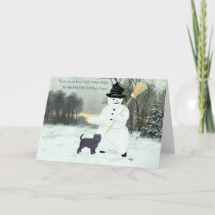 Affenpinscher en Sneeuwman Feestdagen Kaart