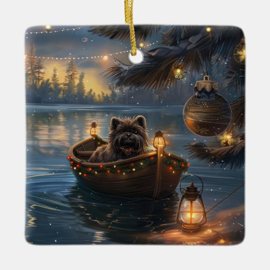 Affenpinscher Feestelijke Kerstreis Keramisch Ornament (Voorkant)