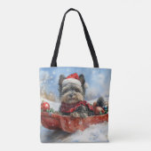 Affenpinscher Hond in Sledge Laat het Sneeuw Kerst Draagtas (Achterkant)