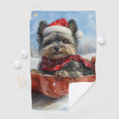 Affenpinscher Hond in Sledge Laat het Sneeuw Kerst Golfhanddoek (Insitu)