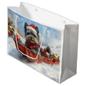 Affenpinscher Hond in Sledge Laat het Sneeuw Kerst Groot Cadeauzakje (Voorkant Gekanteld)
