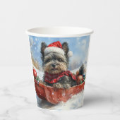 Affenpinscher Hond in Sledge Laat het Sneeuw Kerst Papieren Bekers (Voorkant)