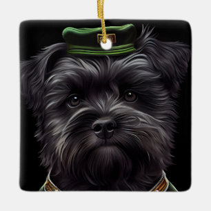 Affenpinscher-hond in St. Patrick's Day Dress Keramisch Ornament