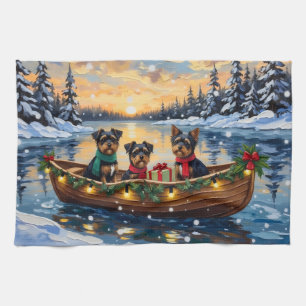 Affenpinscher-hond Kerstboot Vakantie Theedoek