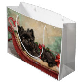 Affenpinscher Hond Kerstfeest Groot Cadeauzakje (Achterkant Gekanteld)