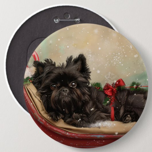 Affenpinscher Hond Kerstfeest Ronde Button 6,0 Cm (Voorkant /achterkant)