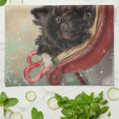 Affenpinscher Hond Kerstfeest Theedoek (Gevouwen)