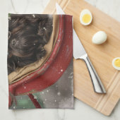 Affenpinscher Hond Kerstfeest Theedoek (Quarter Fold)