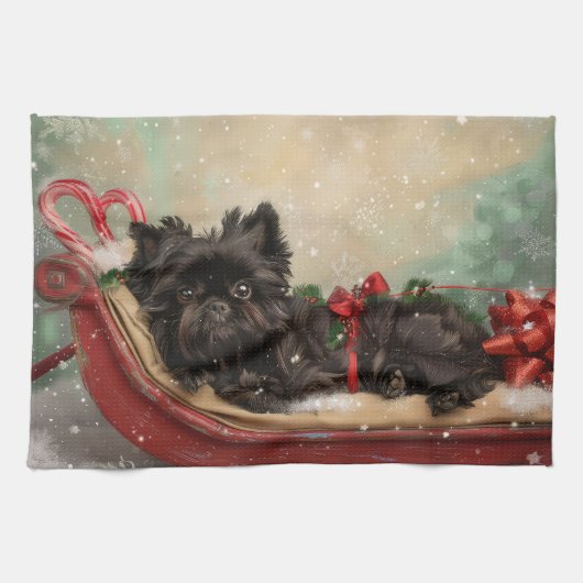 Affenpinscher Hond Kerstfeest Theedoek (Horizontaal)