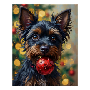 Affenpinscher-hond met kerstornament perfect poster