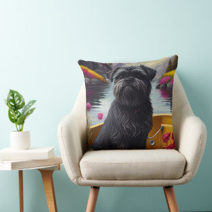 Affenpinscher-hond op een peddel: Een landschappel Kussen