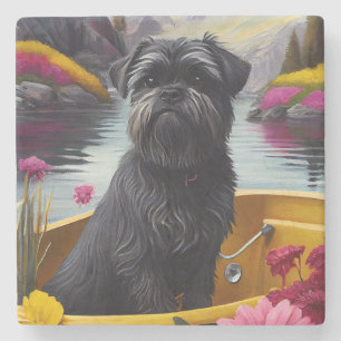 Affenpinscher-hond op een peddel: Een landschappel Stenen Onderzetter