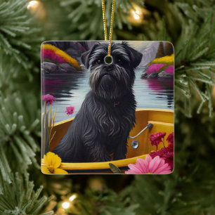Affenpinscher Hond op een Peddel: Een Schitterend Keramisch Ornament