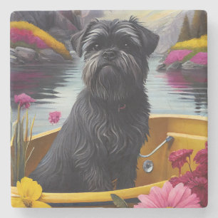 Affenpinscher Hond op een Peddel: Een Schitterend Stenen Onderzetter