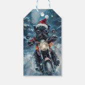 Affenpinscher Hond Rijden Motorfiets Kerstmis Cadeaulabel (Achterkant)