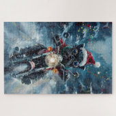 Affenpinscher Hond Rijden Motorfiets Kerstmis Legpuzzel (Horizontaal)