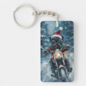 Affenpinscher Hond Rijden Motorfiets Kerstmis Sleutelhanger (Voorkant)