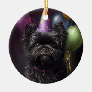Affenpinscher Hond Verjaardagsballonnen Keramisch Ornament