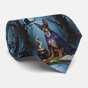 Affenpinscher Hond Whimsicale Halloween Schilderij Stropdas