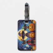 Affenpinscher Honden Pompoen Halloween Grappig Bagagelabel (Achterkant verticaal)